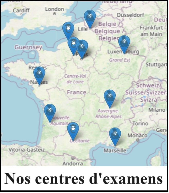 Carte de France des examens de Capacités